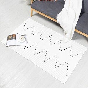 4x6 ft Boho rug, Cotton Woven Rug, Fring Rug, White indoor decor, Machin Washabl